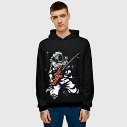 Толстовка-худи мужская Музыкант Космонавт, цвет: 3D-черный — фото 2