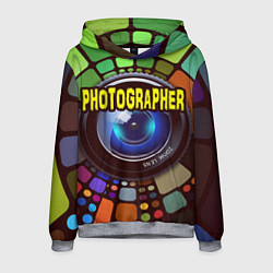 Толстовка-худи мужская Фотограф и объектив, цвет: 3D-меланж