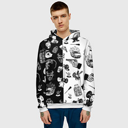 Толстовка-худи мужская КРОВОСТОК ТАТУИРОВКИ ЧБ, цвет: 3D-белый — фото 2