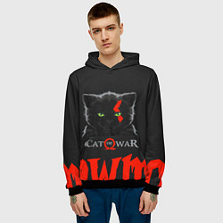 Толстовка-худи мужская Cat of war, цвет: 3D-черный — фото 2