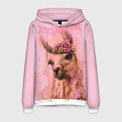 Мужская толстовка Лама с цветами