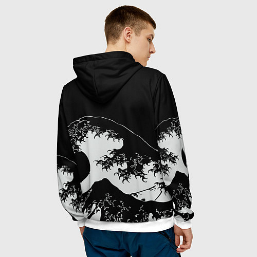 Мужская толстовка Волна Канагава / 3D-Белый – фото 4