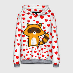 Мужская толстовка Енот в сердечках