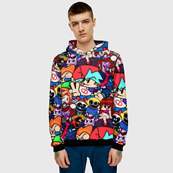 Толстовка-худи мужская Friday Night Funkin все герои, цвет: 3D-черный — фото 2