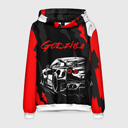 Толстовка-худи мужская NISSAN GT-R GODZILLA, цвет: 3D-белый