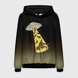 Мужская толстовка НЛО похищает динозавров