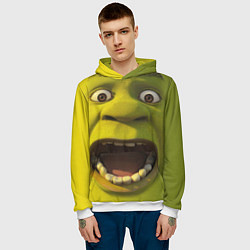 Толстовка-худи мужская Shrek is Yelling, цвет: 3D-белый — фото 2