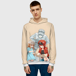 Толстовка-худи мужская Клетки за работой, цвет: 3D-белый — фото 2