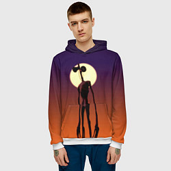 Толстовка-худи мужская Сиреноголовый Хоррор Закат, цвет: 3D-белый — фото 2