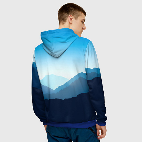 Мужская толстовка Клинок, рассекающий демонов в горах / 3D-Синий – фото 4