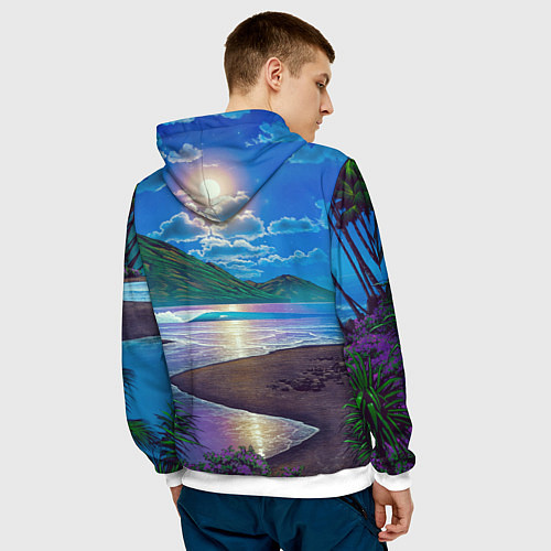 Мужская толстовка Гавайский пейзаж / 3D-Белый – фото 4