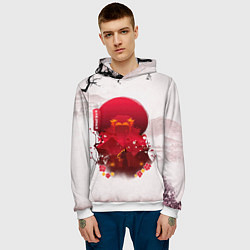 Толстовка-худи мужская Кенджиро Ренгоку Kimetsu no Yaiba, цвет: 3D-белый — фото 2
