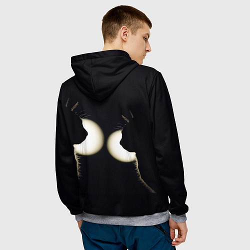 Мужская толстовка Пара Силуэты черных кошек / 3D-Меланж – фото 4