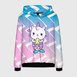 Мужская толстовка Котик-рыбка-единорог