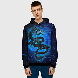 Толстовка-худи мужская Кибер-Dragon, цвет: 3D-черный — фото 2