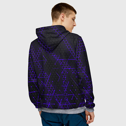 Мужская толстовка СТАЛЬНЫЕ СОТЫ - НЕОН ГЕОМЕТРИЯ / 3D-Меланж – фото 4