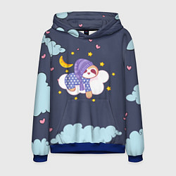 Толстовка-худи мужская Сонный ленивец, цвет: 3D-синий