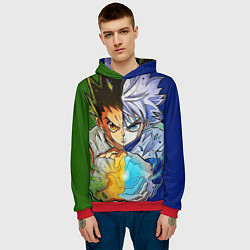 Толстовка-худи мужская Киллуа золдик и Гон хантер, цвет: 3D-красный — фото 2