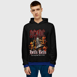 Толстовка-худи мужская ACDC Hells Bells, цвет: 3D-синий — фото 2