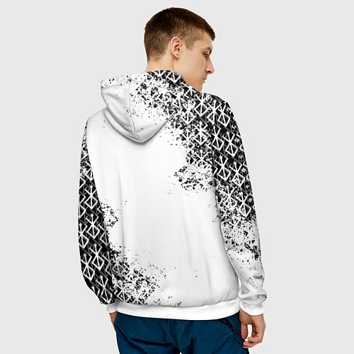 Мужская толстовка БЕРСЕРК logo чб / 3D-Белый – фото 4