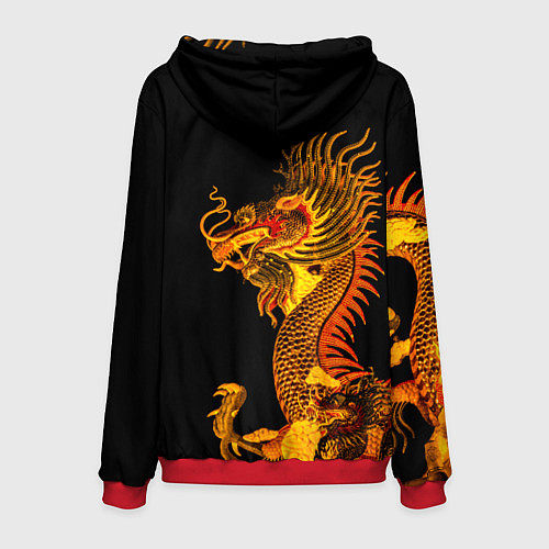 Мужская толстовка Золотой китайский дракон / 3D-Красный – фото 2