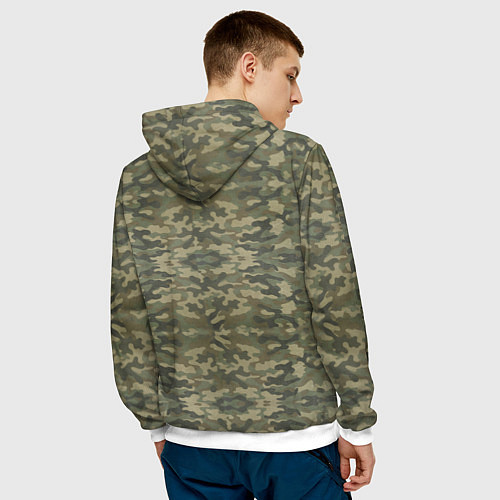 Мужская толстовка Камуфляж ВДВ со значком / 3D-Белый – фото 4