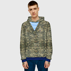 Толстовка-худи мужская Камуфляж ВДВ со значком, цвет: 3D-синий — фото 2