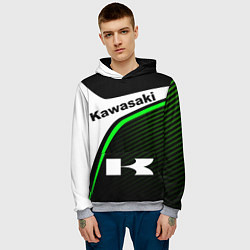 Толстовка-худи мужская KAWASAKI КАВАСАКИ SPORT, цвет: 3D-меланж — фото 2