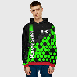 Толстовка-худи мужская KAWASAKI КАВАСАКИ, цвет: 3D-красный — фото 2