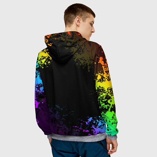 Мужская толстовка РАДУЖНЫЙ КОТИК RAINBOW KITTY / 3D-Меланж – фото 4