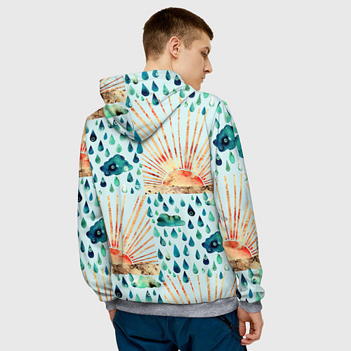Мужская толстовка Осенний паттерн: Дождь и солнце / 3D-Меланж – фото 4