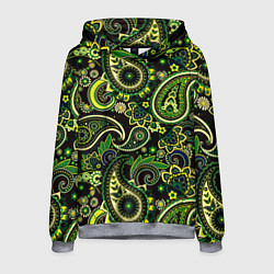 Толстовка-худи мужская Ярко зеленые славянские узоры, цвет: 3D-меланж