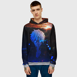 Толстовка-худи мужская Сатору гото голубые глаза, цвет: 3D-меланж — фото 2