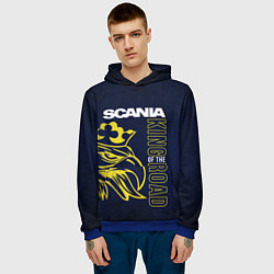 Толстовка-худи мужская Scania king of the road, цвет: 3D-синий — фото 2