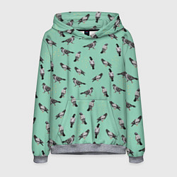 Мужская толстовка Голуби на зеленом