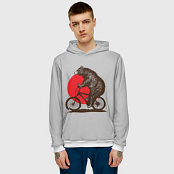 Толстовка-худи мужская Медведь на велосиеде, цвет: 3D-белый — фото 2