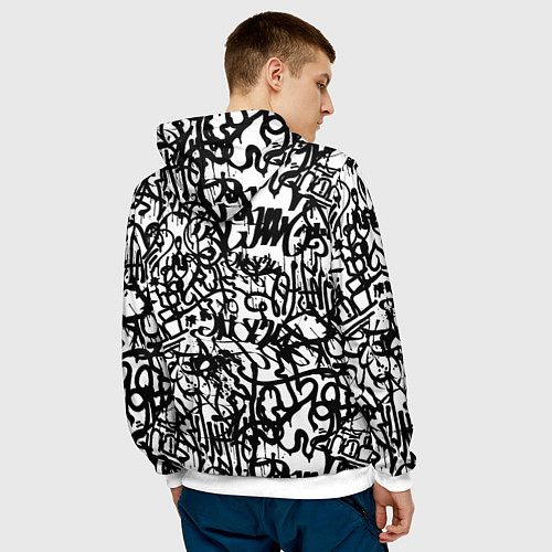 Мужская толстовка Graffiti black on white / 3D-Белый – фото 4