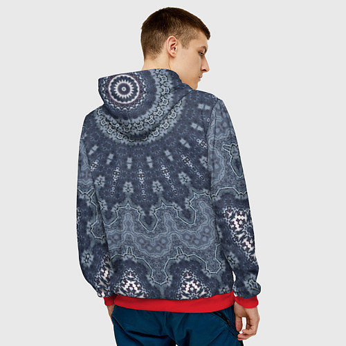 Мужская толстовка Серый восточный орнамент мандала / 3D-Красный – фото 4