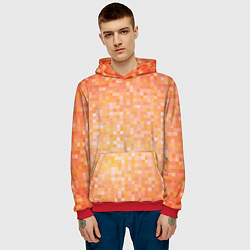 Толстовка-худи мужская Оранжевая пиксель абстракция, цвет: 3D-красный — фото 2