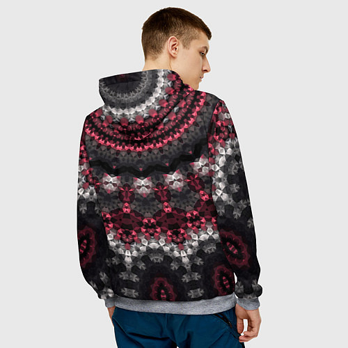 Мужская толстовка Красно-черный мозаичный узор / 3D-Меланж – фото 4