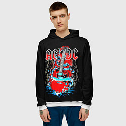 Толстовка-худи мужская ACDC гитара, цвет: 3D-белый — фото 2