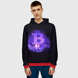 Толстовка-худи мужская BITCOIN IN HAND БИТКОИН, цвет: 3D-красный — фото 2