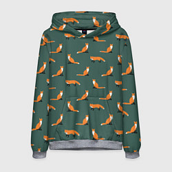 Толстовка-худи мужская Лисы паттерн, цвет: 3D-меланж