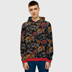 Толстовка-худи мужская Цветочный модный узор, цвет: 3D-красный — фото 2