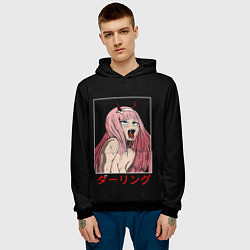 Толстовка-худи мужская Зеро ту ahegao франкс, цвет: 3D-черный — фото 2