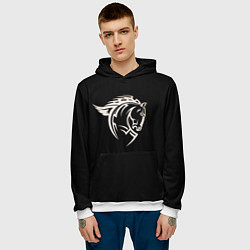 Толстовка-худи мужская Конь армейский, цвет: 3D-белый — фото 2