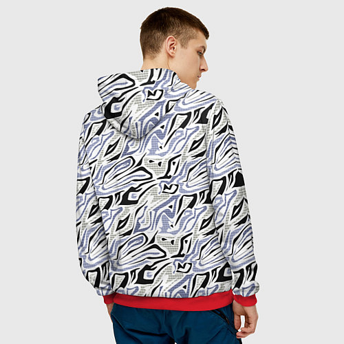 Мужская толстовка Абстрактный сиренево-черный / 3D-Красный – фото 4