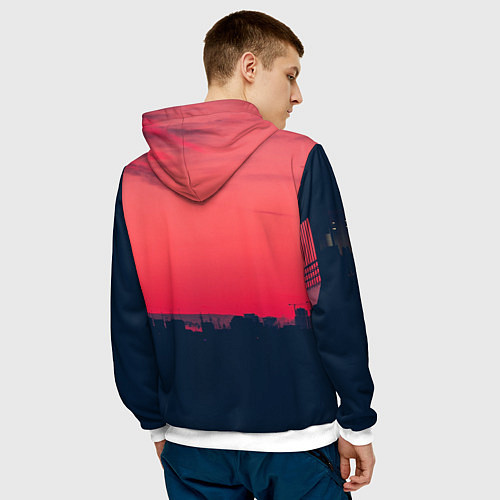 Мужская толстовка ГРОТ ЛОГО НА ФОНЕ ЗАКАТА / 3D-Белый – фото 4