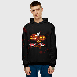 Толстовка-худи мужская Кровавый Halloween, цвет: 3D-черный — фото 2