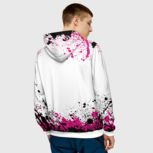 Мужская толстовка ИГРА В КАЛЬМАРА, СТРАЖИ БРЫЗГИ КРАСОК / 3D-Белый – фото 4